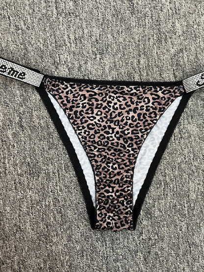 Sexy Crystal Leopard Print Panties