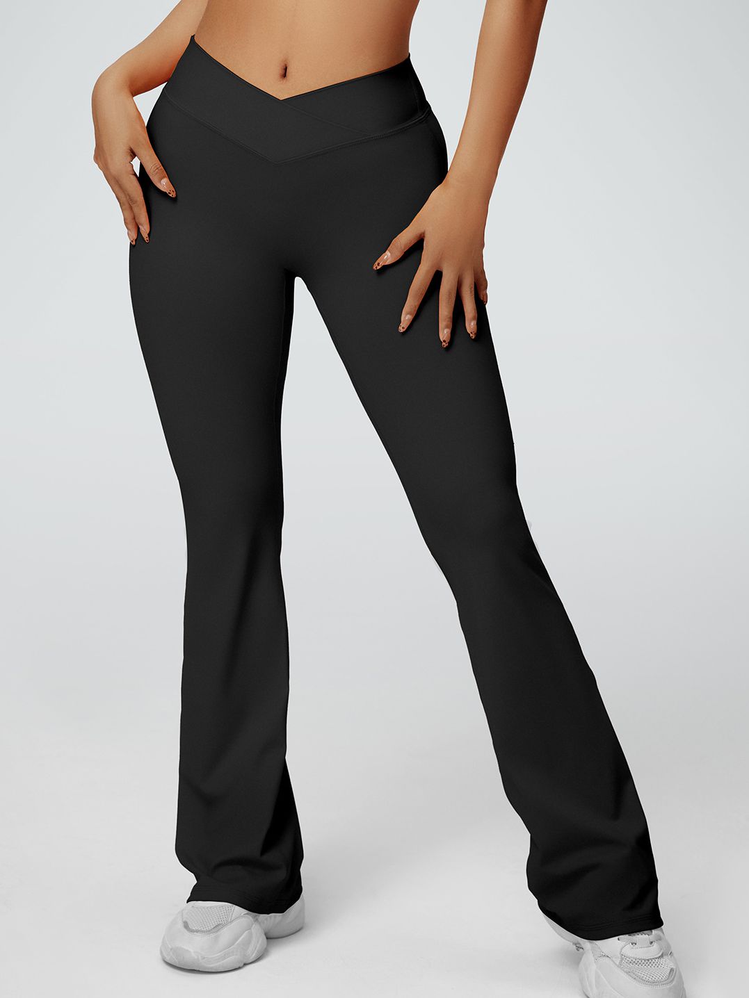V-shaped Waist Solid Color Flare Leggings