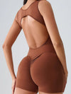ZASUWA Female Hollow Out Scrunch Bum Backless Romper