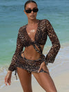 ZASUWA Female Sexy Leopard Print Mesh 4-Pieces Bikini Set