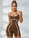Contrast‑Trim Cut‑Out Racerback Compression Romper