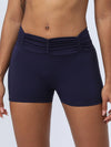 ZASUWA Female Solid Color Folds Elastic Tight Seamless Shorts