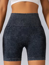 ZASUWA Female Faux Denim Scrunch Bum Hip-lift Spandex Gym Booty Shorts