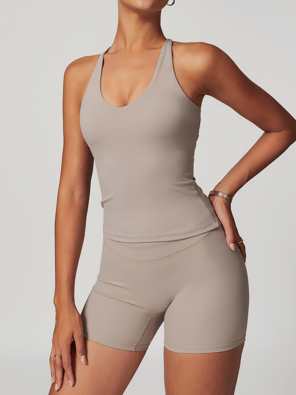 U Collar Cross Back Hollow Out Quick Dry Adjustable Strap Tank