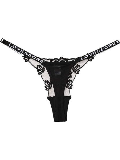 Sexy Flower Lace Mesh T-back Panties