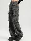 ZASUWA Female Pocket Casual Cargo Camouflage Print Pants