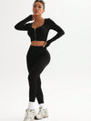ZASUWA Female Ribbed Zipper Solid Color Tracksuit