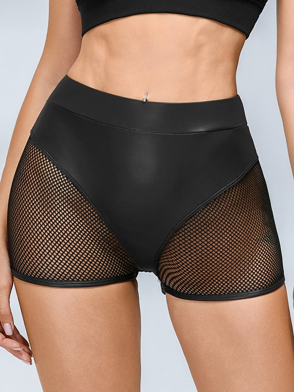 ❤Sexy Faux Leather Fishnet Micro Hot Short Traksuit