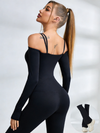 U Collar Scrunch Bum Elastic Tight Jumpsuit