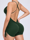 ZASUWA Female V-neck Cross Back Scrunch Bum Drawstring Romper