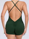 ZASUWA Female V-neck Cross Back Scrunch Bum Drawstring Romper