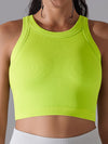 ZASUWA Female Solid Color Ribbed Elastic Tight Round Neck Tank