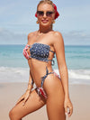 ZASUWA Female Sexy Flags Print Hollow Out Backless Bikini Set