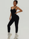 ZASUWA Female Sexy Cross Back Contrast Color Elastic Tight Quick Dry Jumpsuit