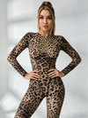 Fashion Leopard Print Backless Jumpsuit