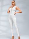 ❤ZASUWA Female Sexy Sheer Mesh Back Deep V Back Scrunch Bum Zipper Jumpsuit
