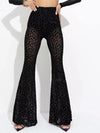 ZASUWA Female Sexy Leopard Print Semi-trasparent Mesh Flare Leggings