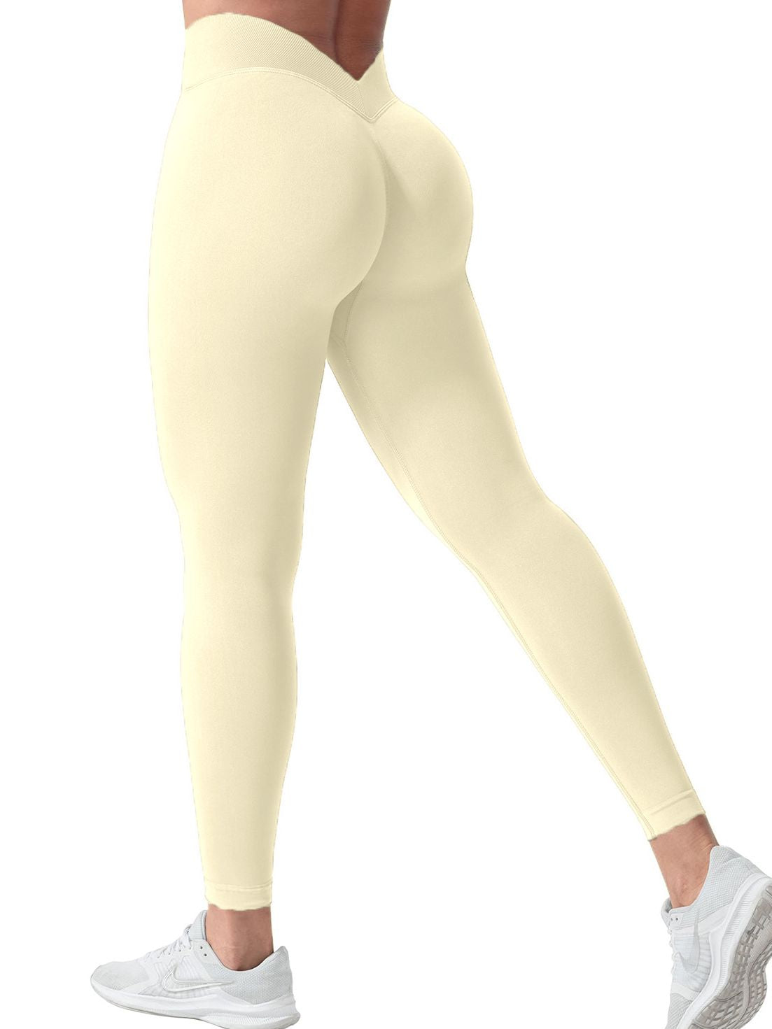 Seamless Solid Color V-shaped Waist Leggings