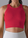 ZASUWA Female Solid Color Ribbed Elastic Tight Round Neck Tank