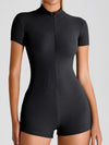 ZASUWA Female Seamless Ribbed Zipper Elastic Tight Romper