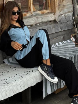 Sexy Contrast Color Pocket Casual Tracksuit