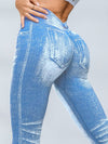 ZASUWA Female Deep V Back Denim Scrunch Bum Leggings