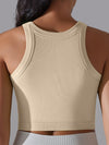 ZASUWA Female Solid Color Ribbed Elastic Tight Round Neck Tank