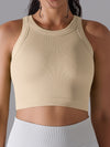 ZASUWA Female Solid Color Ribbed Elastic Tight Round Neck Tank
