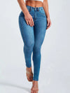 ZASUWA Female Sexy Denim Elastic Tight Pocket Cargo Leggings