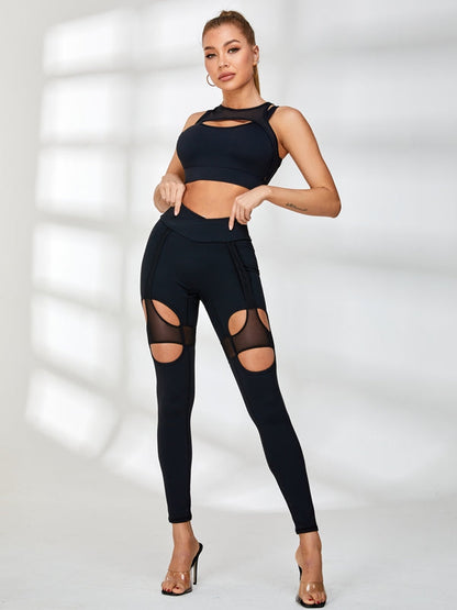 Einzigartige High-Waist Leggings mit Cutouts aus Mesh