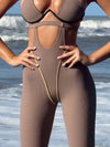 🖤ZASUWA Female Sexy Contrast Color Stripe Hollow Out Jumpsuit