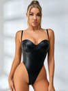 Sexy Glossy Faux Leather Bodysuit