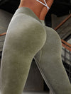 ZASUWA Female Denim Deep V Back Scrunch Bum Leggings