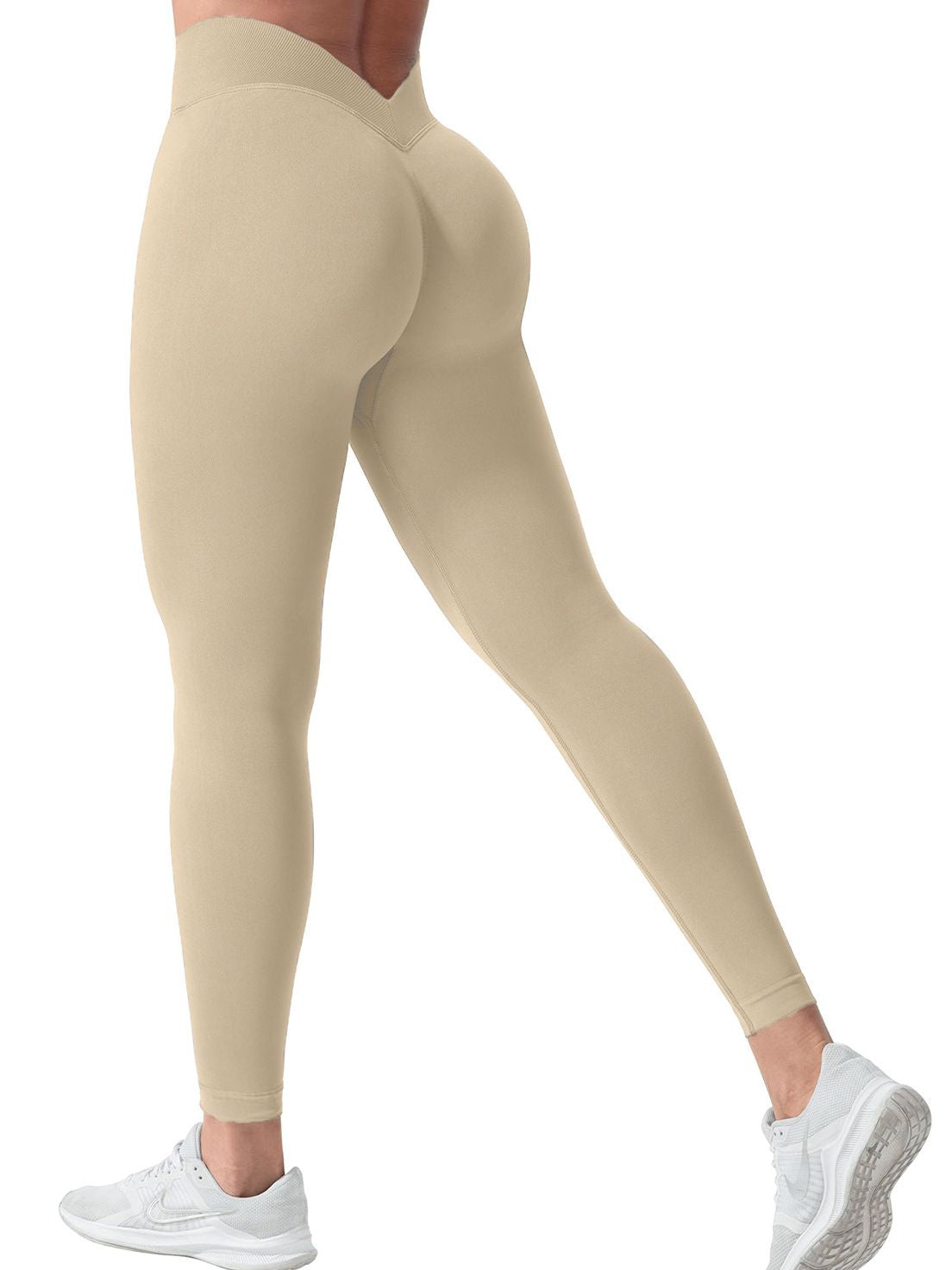 Seamless Solid Color V-shaped Waist Leggings
