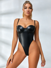 Sexy Glossy Faux Leather Bodysuit