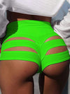 ZASUWA Female Solid Color Hollow Out Spandex Gym Booty Shorts