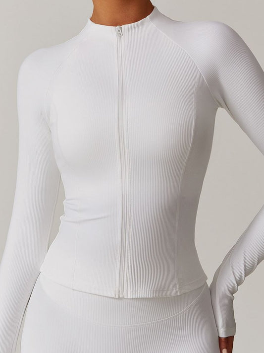 ZASUWA Female Zipper Stand Collar Ribbed Jackets