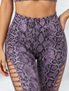 Snake Print One-Shoulder Cutout Sports Bra & High-Waisted Legging Set