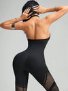 ZASUWA Female Sexy Hollow Out Fishnet Backless Elastic Tight Jumpsuit