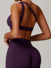 ZASUWA Female Solid Color Tailoring Hollow Out Backless Sports Bras