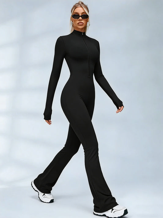 Zipper Flare Jumpsuit