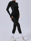 ZASUWA Female Push-Up Mesh Thumbhole Zipper Jumpsuit