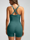 ZASUWA Female Ribbed Pocket Cross Back Scrunch Bum Seamless Romper
