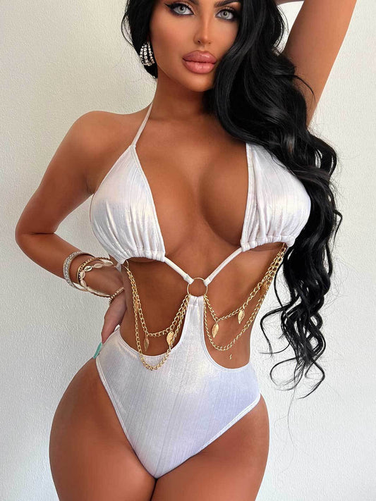 ZASUWA Female Glossy Metal Chain One Piece