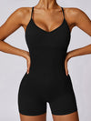 ZASUWA Female V Collar Cross Back Scrunch Bum Seamless Romper