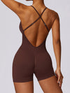 ZASUWA Female V Collar Cross Back Scrunch Bum Seamless Romper