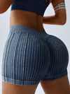 V-shaped Waist Ribbed High-waisted Hip-lift Scrunch Bum Leggings