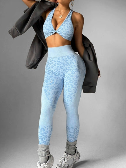 ZASUWA Female Leopard Print High-waisted Fitness Yoga Tracksuit