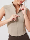 ZASUWA Female Fleece Stand Up Collar Zipper Tank