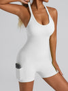 ZASUWA Female Ribbed Pocket Cross Back Scrunch Bum Seamless Romper